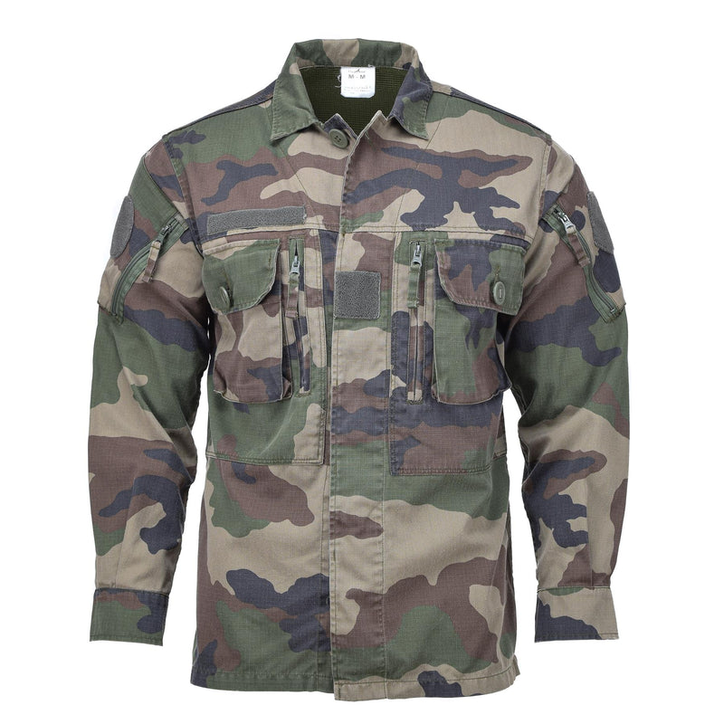 Original französische Militär-Feldjacke, leichtes Ripstop-CCE-Tarnhemd