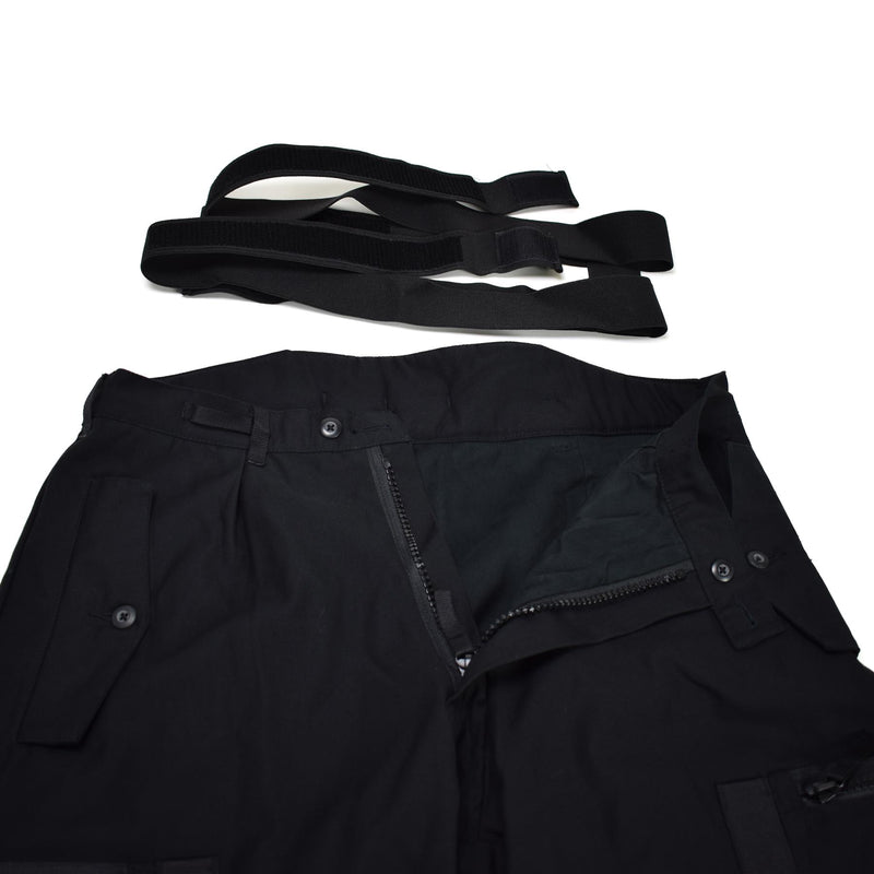 Original schwedische Thermo-Tankhose M90, schwarz, BDU-Hose mit Hosenträgern, Overall NEU