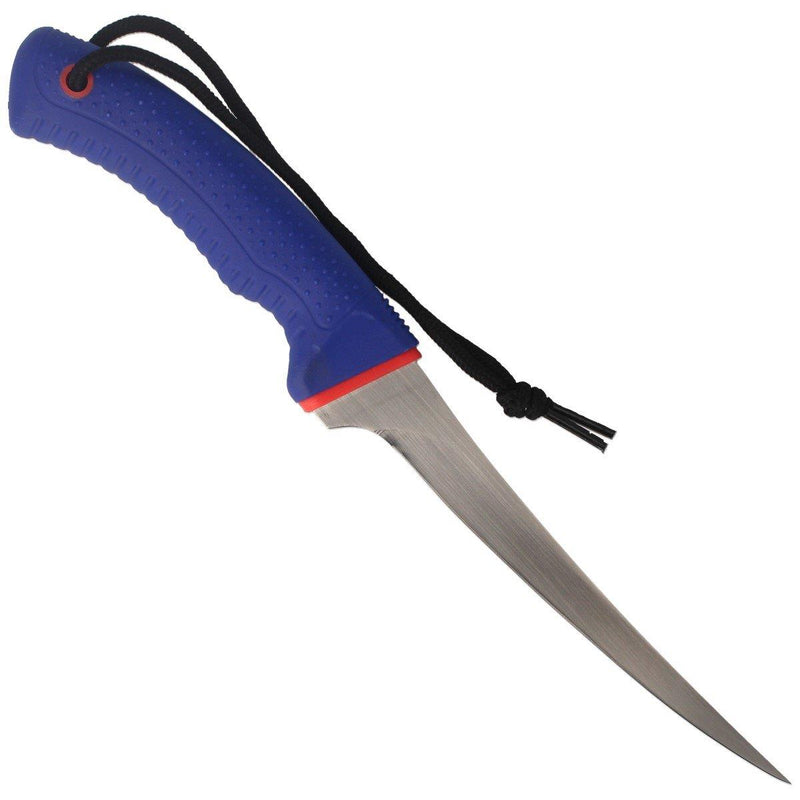 Fox Knives Brand Filetiermesser mit feststehender Klinge, satiniertem 420C Stahl, blauer PP-Griff