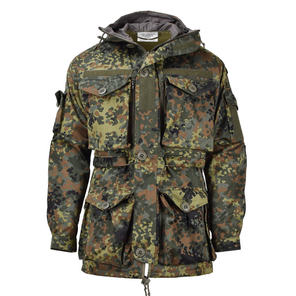 Leo Kohler Militär KSK Smock Taktische Jacke mit Kapuze Feldarmee Flecktarn Camo