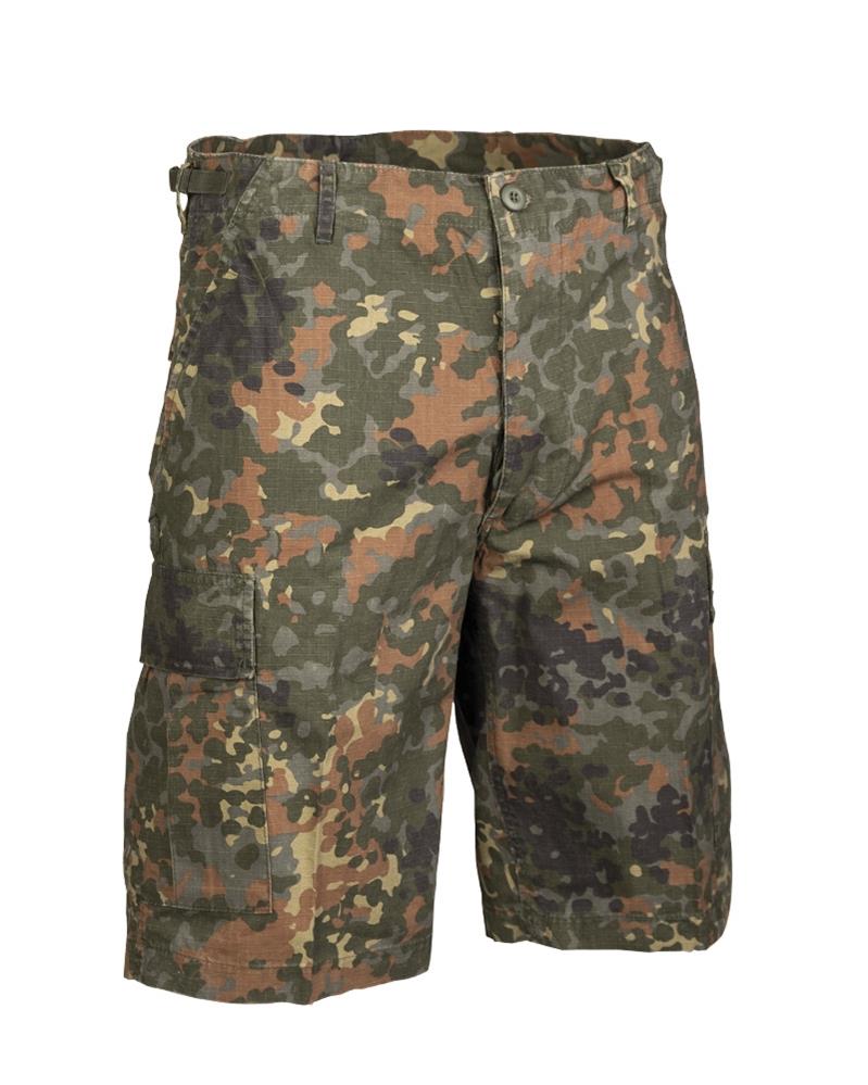 Vorgewaschene Flecktarn-Camouflage-Ripstop-Feldshorts der Marke Mil-Tec im US-Militärstil