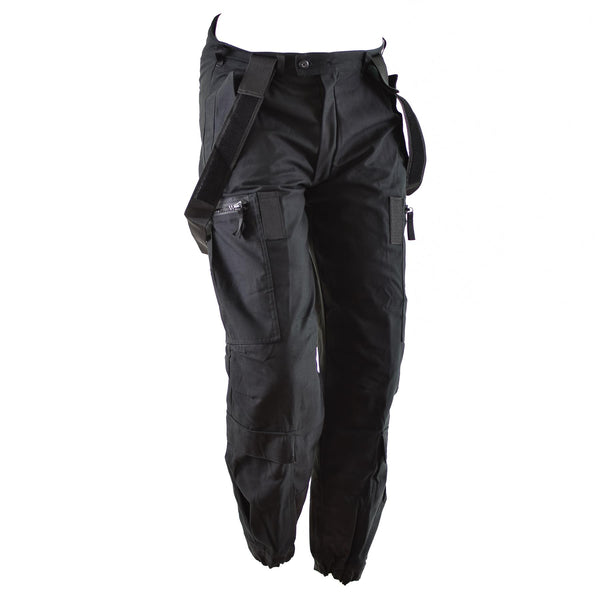 Original schwedische Thermo-Tankhose M90, schwarz, BDU-Hose mit Hosenträgern, Overall NEU