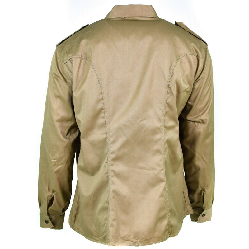 Echtes italienisches Armeehemd, Überschuss-Chino, Khaki, Militär, langärmelig, NEU