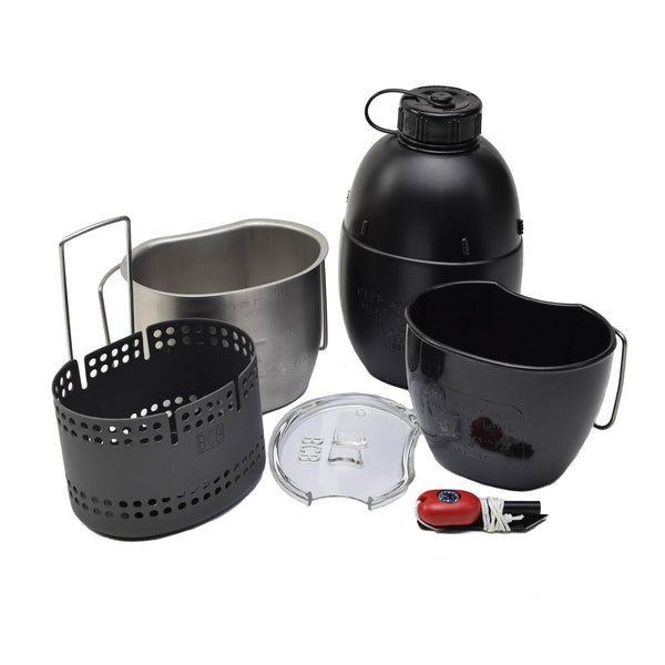 BCB Dragon Kochsystem schwarz Aluminium Herd 6 tlg Set kompakt langlebig Camping