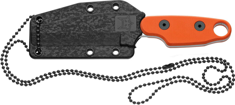 Fox Knives Compso Neck Backup Messer mit feststehender Klinge aus rostfreiem Stahl mit orangem Griff