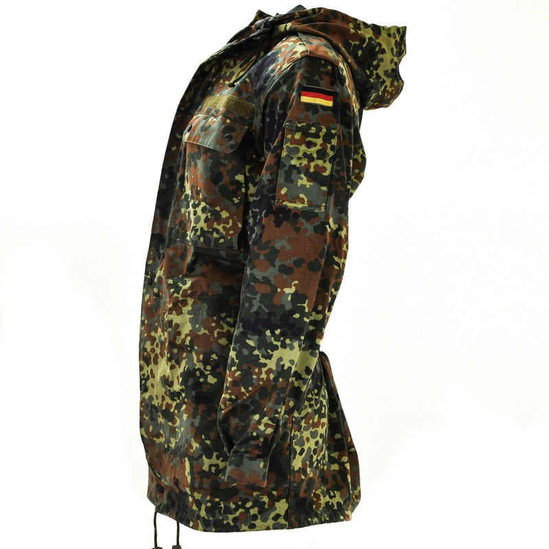 Original Bundeswehr Feldjacke Parka Militärausgabe mit Kapuze Flecktarn Kampf 