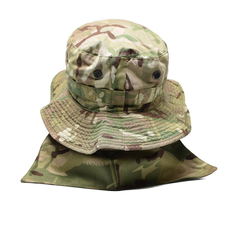 Echter britischer Militär-Buschhut MTP Camouflage mit Nackenklappe Panama-Boonie-Hut NEU