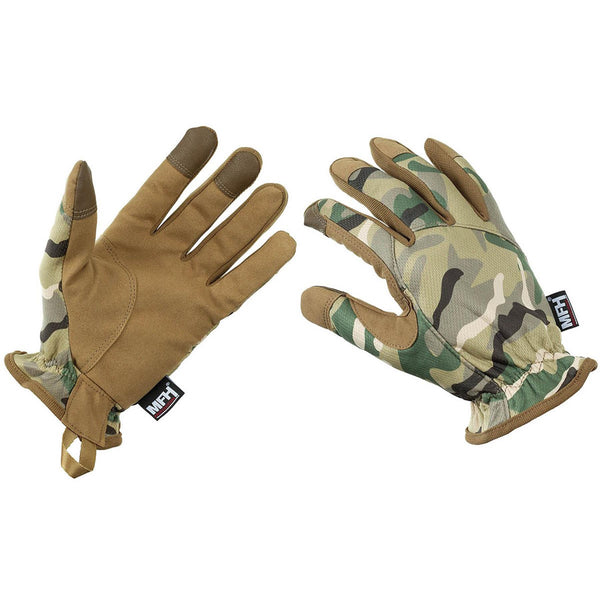 MFH Marke Army Operation Camouflage Handschuhe taktischer Kampf leichte enge Passform NEU