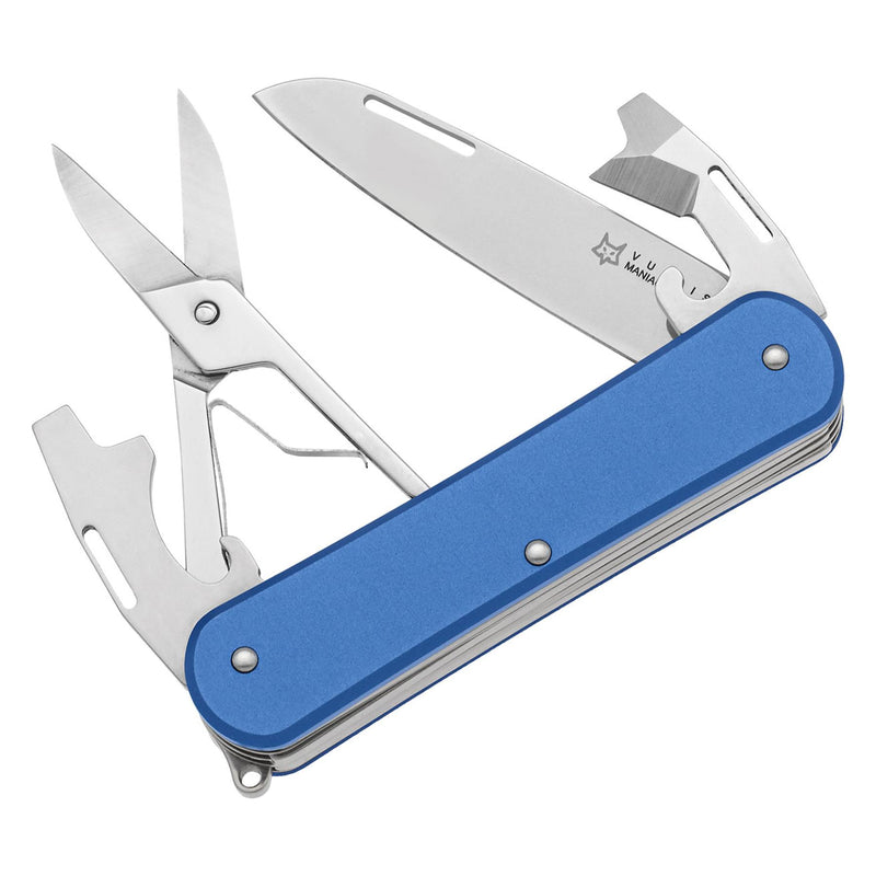 Fox Knives VULPIS FX-VP130-F4 SB Multifunktionsmesser, N690Co-Klinge aus Stahl, blau