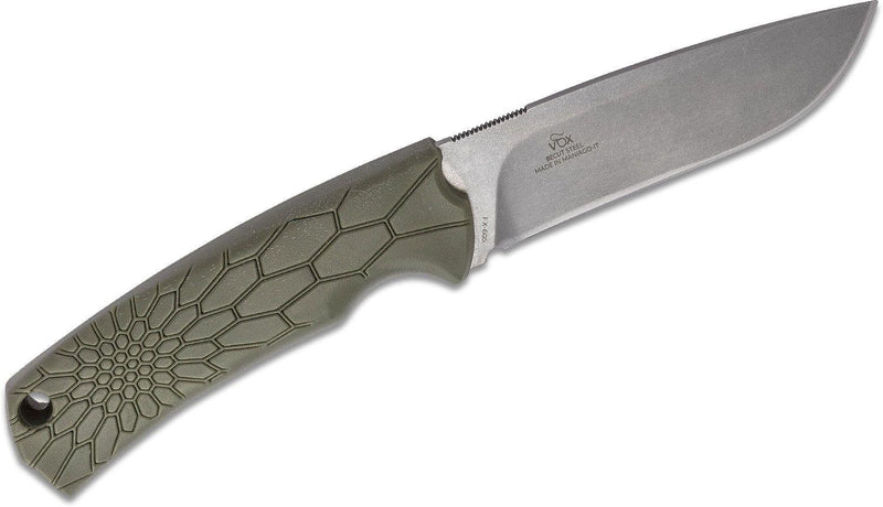 Fox Knives Brand Italy Core VOX feststehendes Messer, beschnittener Stahl, Grün Oliv