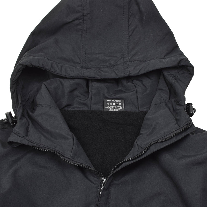 MIL-TEC Deutsche Militärjacke Kampfjacke winddicht mit Kapuze und Fleecefutter schwarz NEU