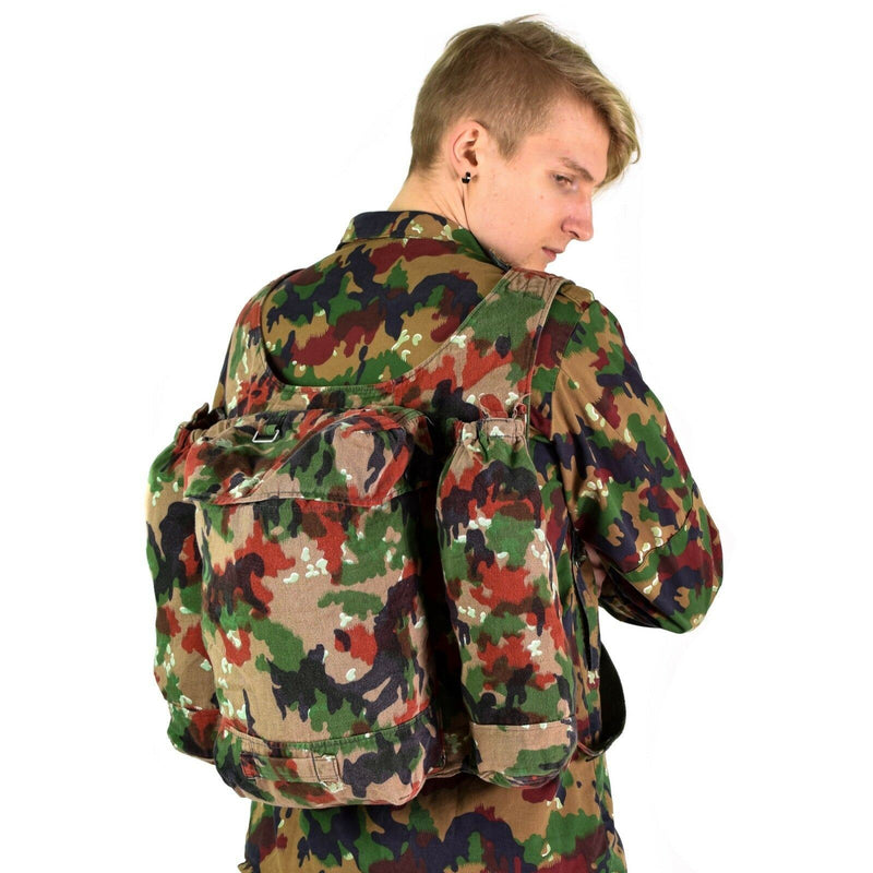 Echter Schweizer Armee-Rucksack Schweiz Alpen Camo Scharfschützen-Rucksack mit Hosenträgern