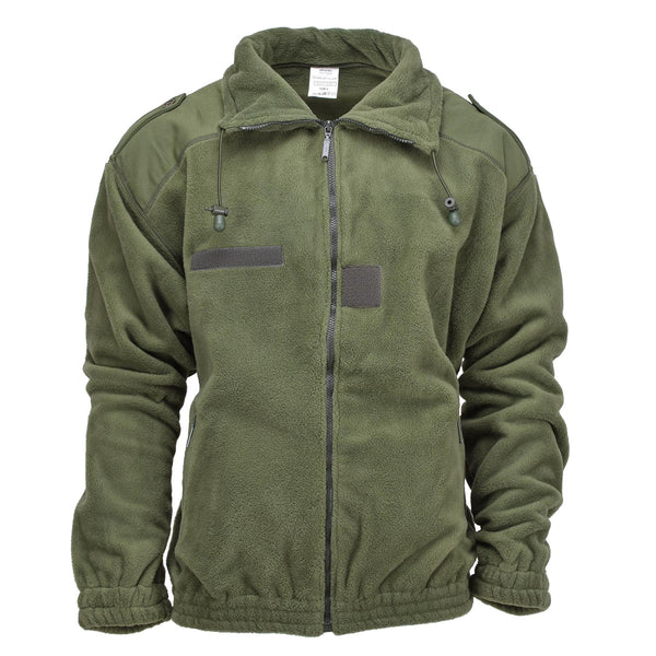 Original Französische Militär Fleecejacke, polarwarm, verstärkt, hoher Kragen, oliv NEU