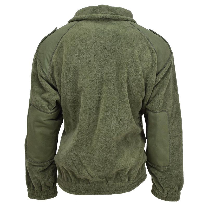 Original Französische Militär Fleecejacke, polarwarm, verstärkt, hoher Kragen, oliv NEU