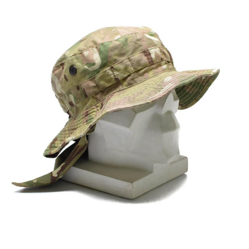 Echter britischer Militär-Buschhut MTP Camouflage mit Nackenklappe Panama-Boonie-Hut NEU