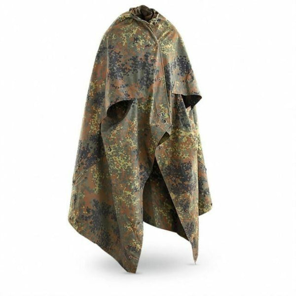 Original Bundeswehr Shelter Halbplane gefleckt. Wasserdichter Canvas Zeltponcho