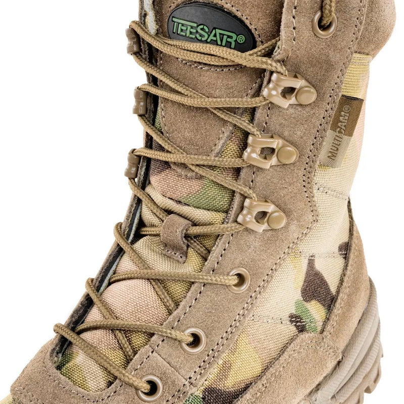 Teesar TACTICAL MULTICAM Stiefel mit seitlichem Reißverschluss für die Jagd, Wandern, Trekking und den Dienst