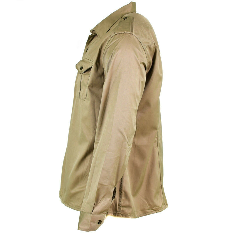 Echtes italienisches Armeehemd, Überschuss-Chino, Khaki, Militär, langärmelig, NEU