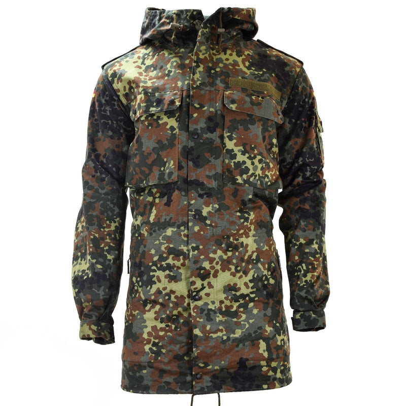 Original Bundeswehr Feldjacke Parka Militärausgabe mit Kapuze Flecktarn Kampf 