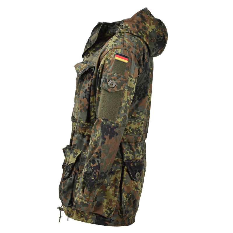 Leo Kohler Militär KSK Smock Taktische Jacke mit Kapuze Feldarmee Flecktarn Camo