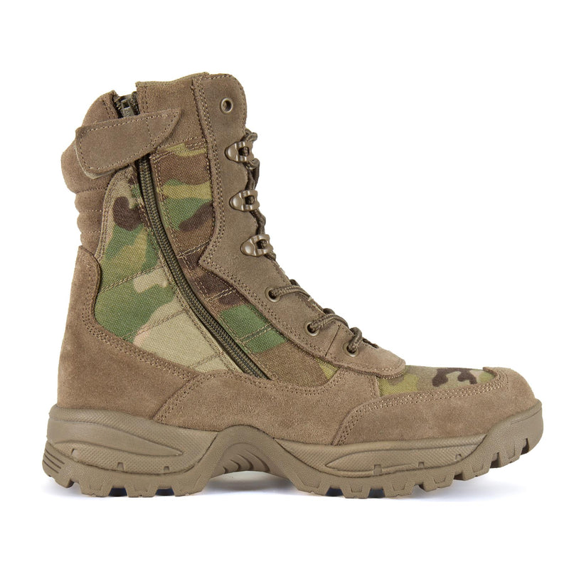 Teesar TACTICAL MULTICAM Stiefel mit seitlichem Reißverschluss für die Jagd, Wandern, Trekking und den Dienst