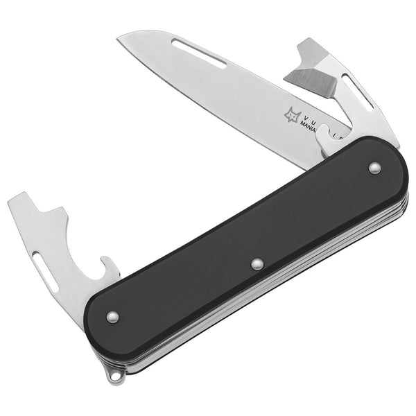 Fox Knives VULPIS FX-VP130-3 BK Multifunktionsmesser, N690Co-Stahlklinge, schwarz