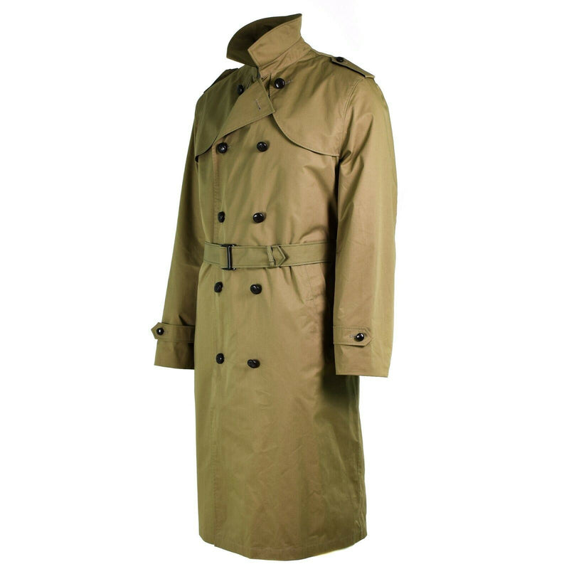 Echter Mantel der niederländischen Armee, Khaki, langer Offiziers-Trenchcoat mit Futter, NEU