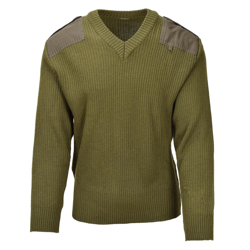 Original italienischer Militärpullover aus olivgrüner Wolle, Bodywarmer, Pullover mit V-Ausschnitt