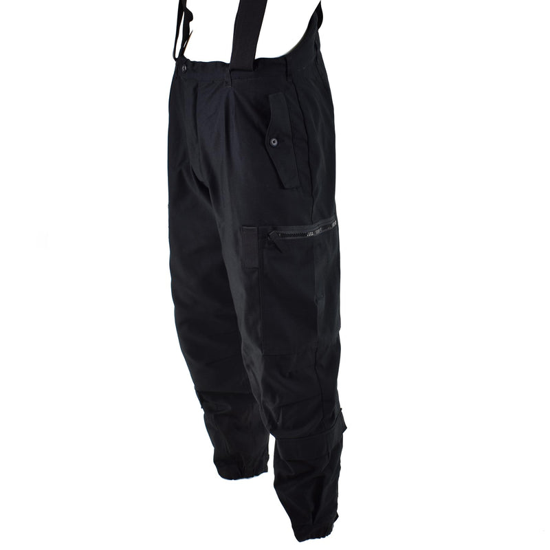 Original schwedische Thermo-Tankhose M90, schwarz, BDU-Hose mit Hosenträgern, Overall NEU