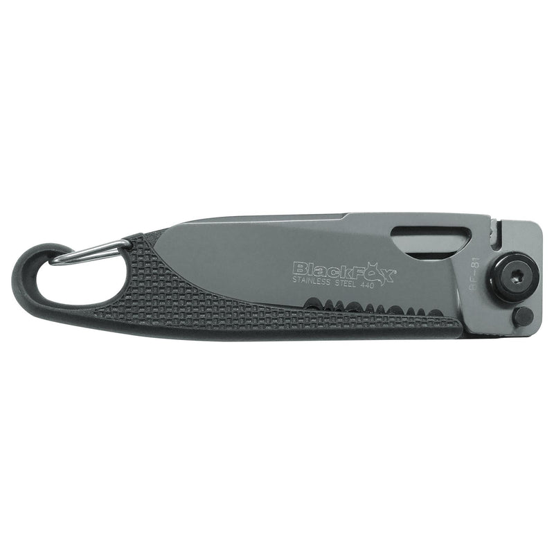 Fox Knives BF-81 Klappmesser mit Karabiner, teilweise gezahnte AISI 440A Klinge