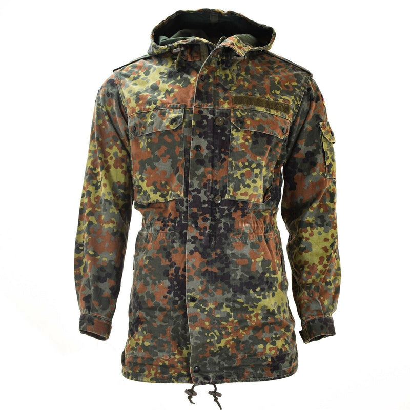 Original Bundeswehr Feldjacke Parka Militärausgabe mit Kapuze Flecktarn Kampf 