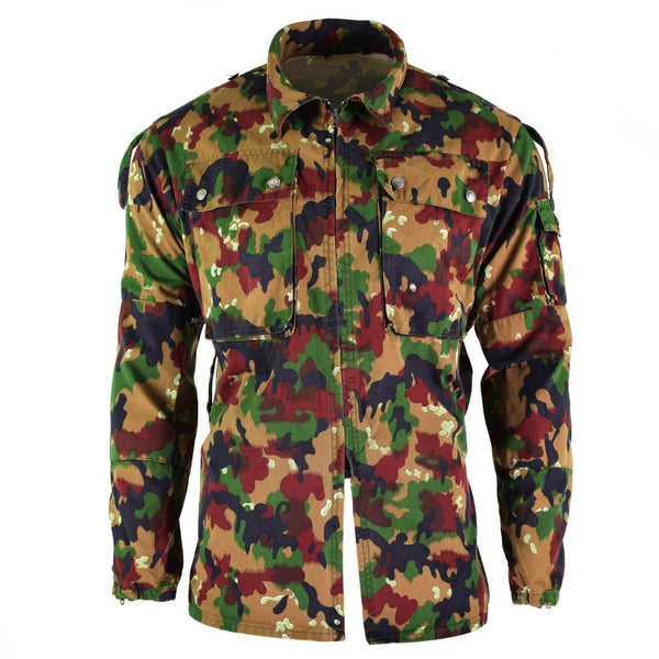 Original Schweizer Armee Jacke M83 Kampffeld Alpenflage Camo Jacke Hemd Reißverschluss