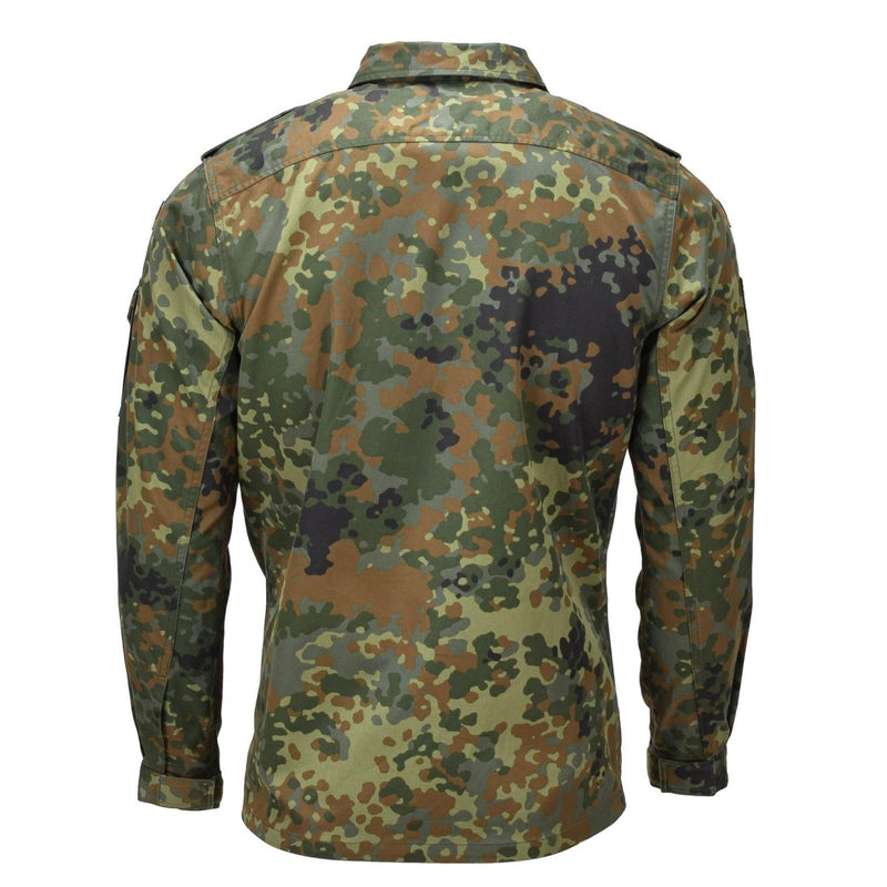 Echtes deutsches Militär-Feldhemd für Damen mit Druckknopfverschluss, Flecktarn-Camouflage