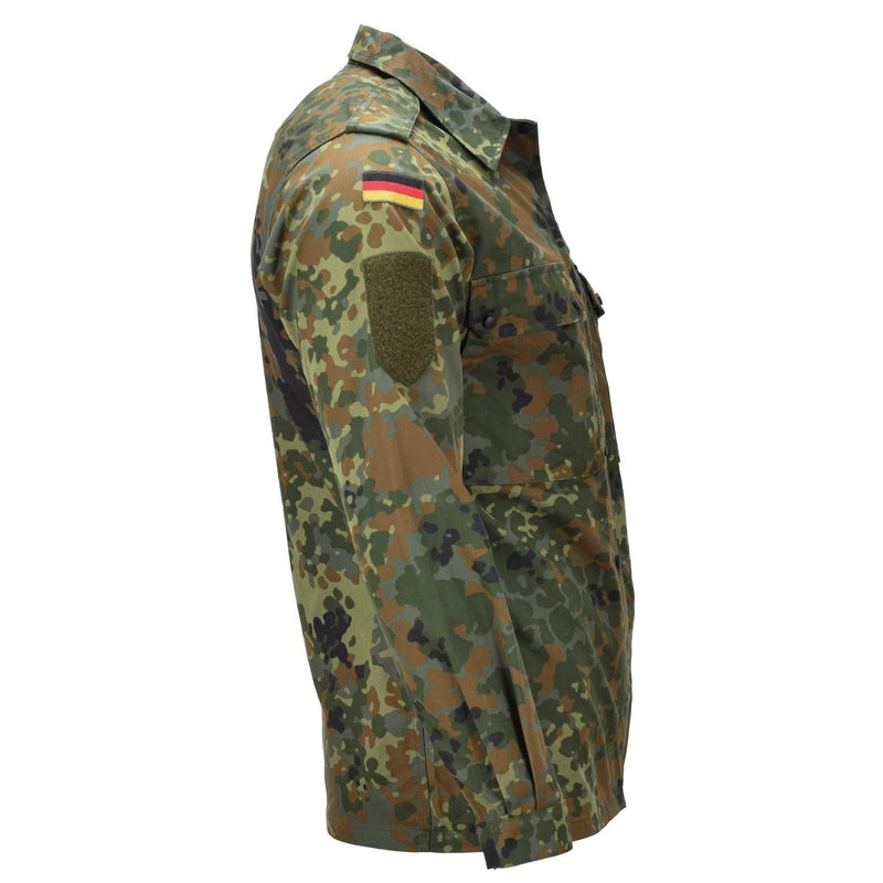 Echtes deutsches Militär-Feldhemd für Damen mit Druckknopfverschluss, Flecktarn-Camouflage