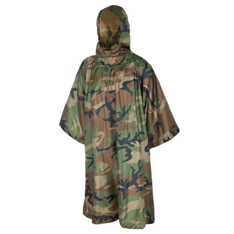 Helikon-Tex US Army Model Poncho, wasserdicht, taktische Regenbekleidung, Woodland Camo