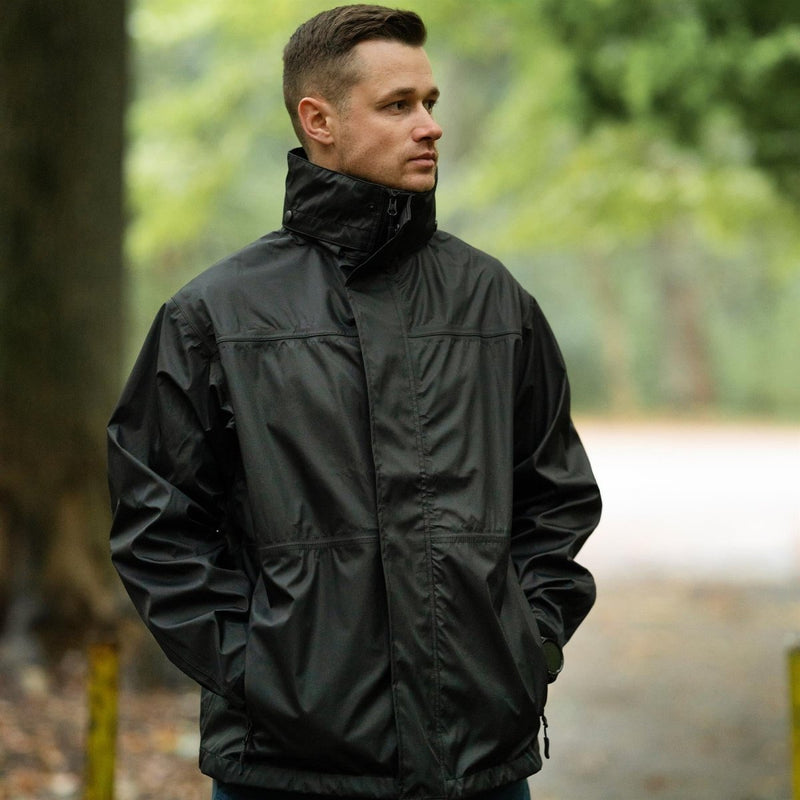 Mil-Tec Brand Regenjacke Schwarz wasserdicht Herren Regenbekleidung wasserabweisend Herren