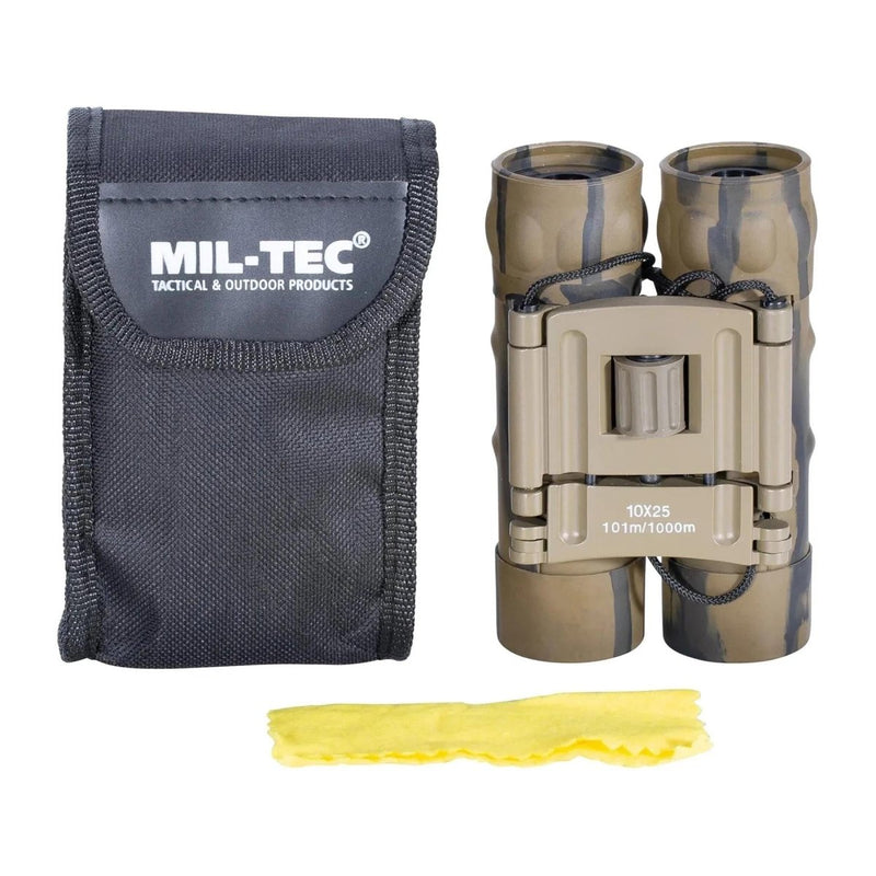 MIL-TEC Gen II Collapsible Binocular 10x25 Diopter Fine Tuning Pouch Desert