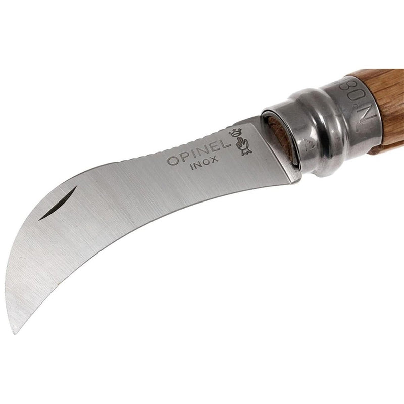 Opinel N°08 Mushroom Taschenmesser Edelstahl Hawkbill Buchenholzgriff