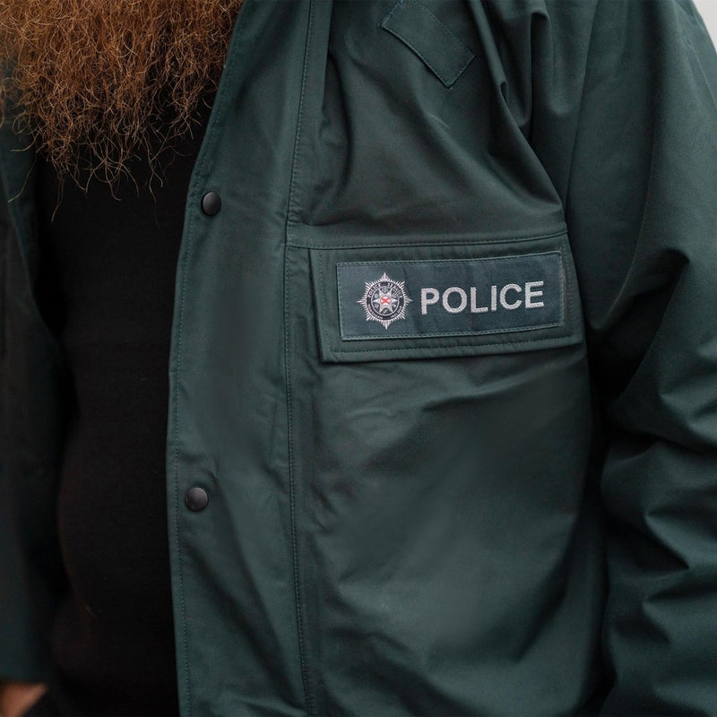 Original britische Polizeiuniform Anorak wasserdichter Parka Regenmantel ungefüttert grün