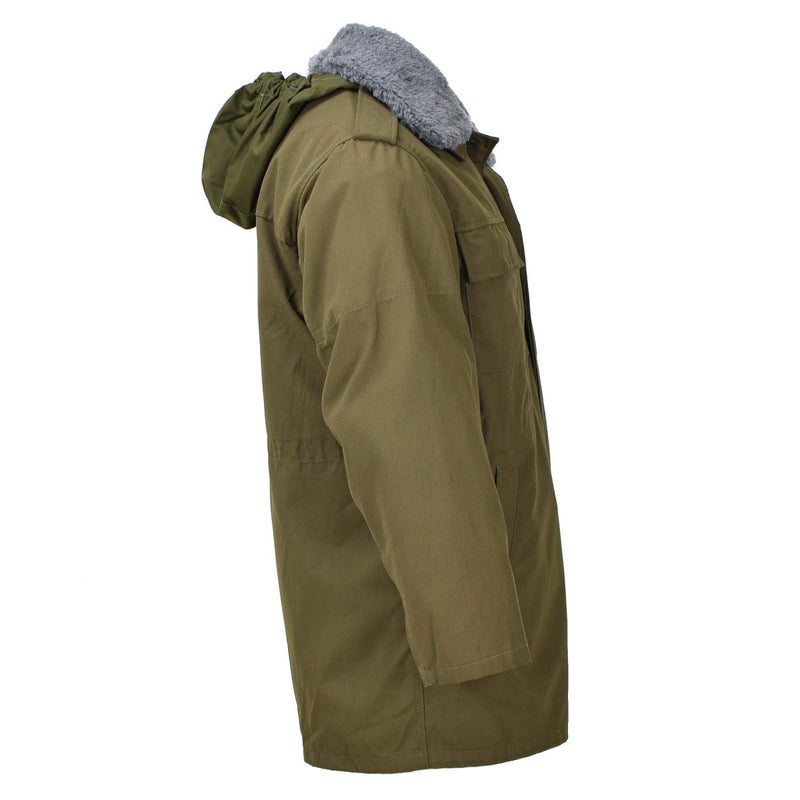 Original tschechische Militärjacke Parka M85 mit Futter, Kapuze, langem Saum, Armee-Olive