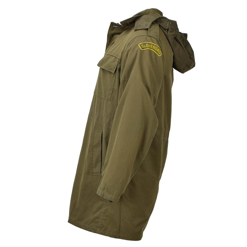 Original tschechische Militärjacke Parka M85 mit Futter, Kapuze, langem Saum, Armee-Olive