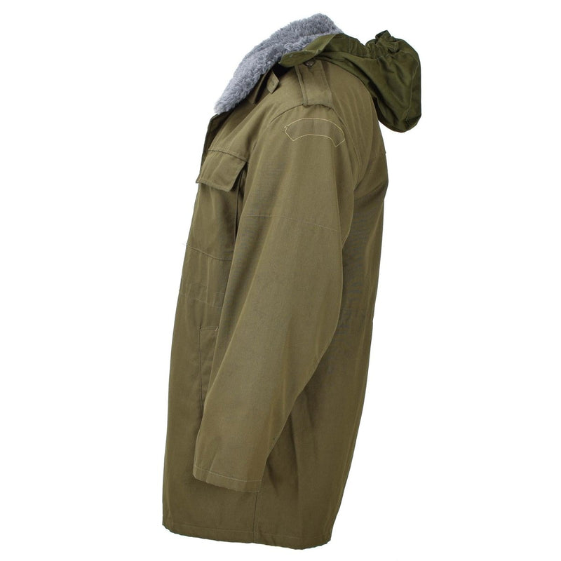 Original tschechische Militärjacke Parka M85 mit Futter, Kapuze, langem Saum, Armee-Olive