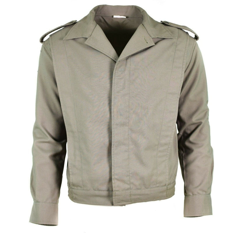 Original französische Militärjacke im klassischen Stil, Plissiert, Elastischer Saum, Grau