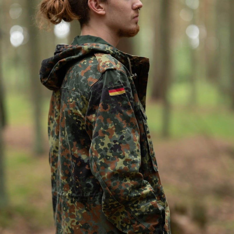 Original Bundeswehr Feldjacke Parka Militärausgabe mit Kapuze Flecktarn Kampf 