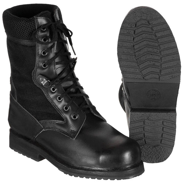 Original italienische Militär-Kampfstiefel, leichtes Leder, halbsaisonal, Schwarz