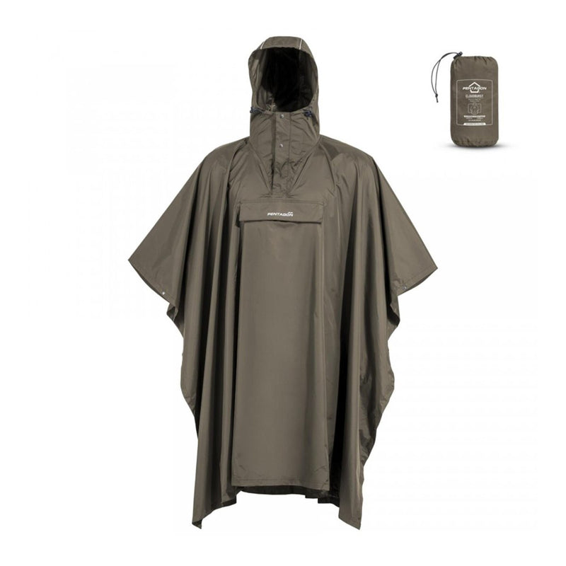 PENTAGON Cloudburst Packbarer Poncho Wasserdicht Atmungsaktiv Reflektierende Details