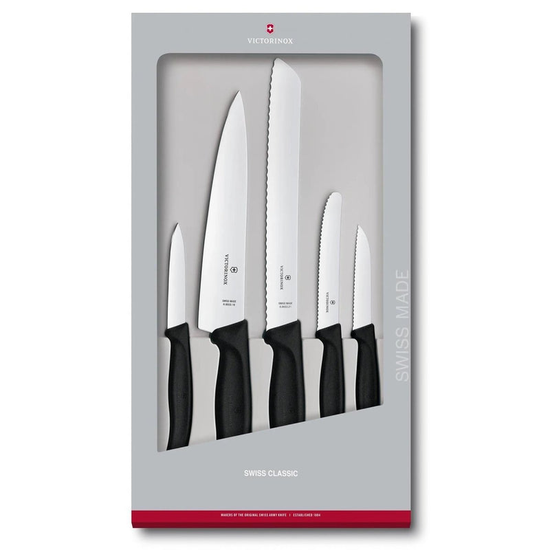 Victorinox Swiss Classic Küchenmesser-Set, 5-teilig, Edelstahl, TPE-Griff