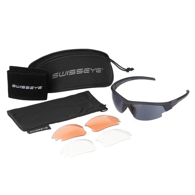 SWISS EYE Ballistic shooting glasses aerodynamic adjustable rubberized temples 100% UV protection