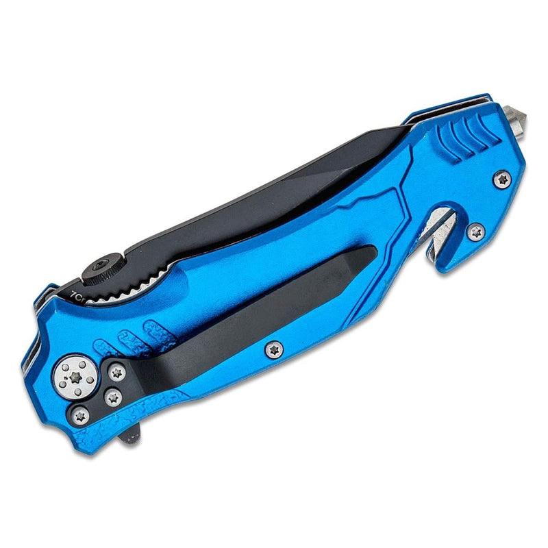 blue color folding tactical knife