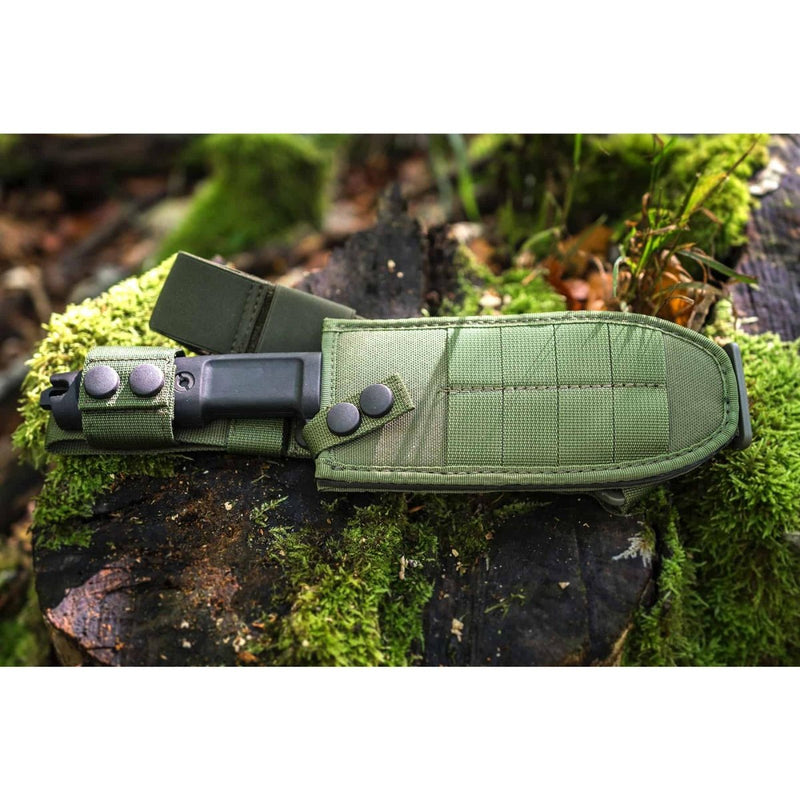 Extrema Ratio ONTOS Fixed blade knife tanto shaped forprene handle green sheath Molle nylon